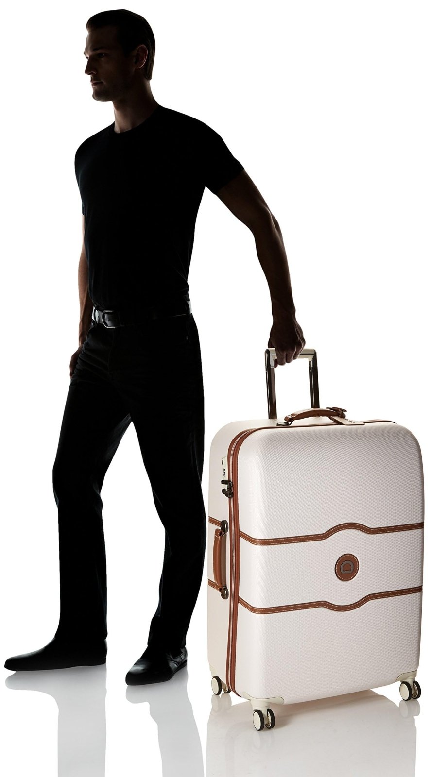 DELSEY PARIS Chatelet Hard+ Hardside Luggage with Spinner Wheels, Champagne White, Checked - Large 28 Inch