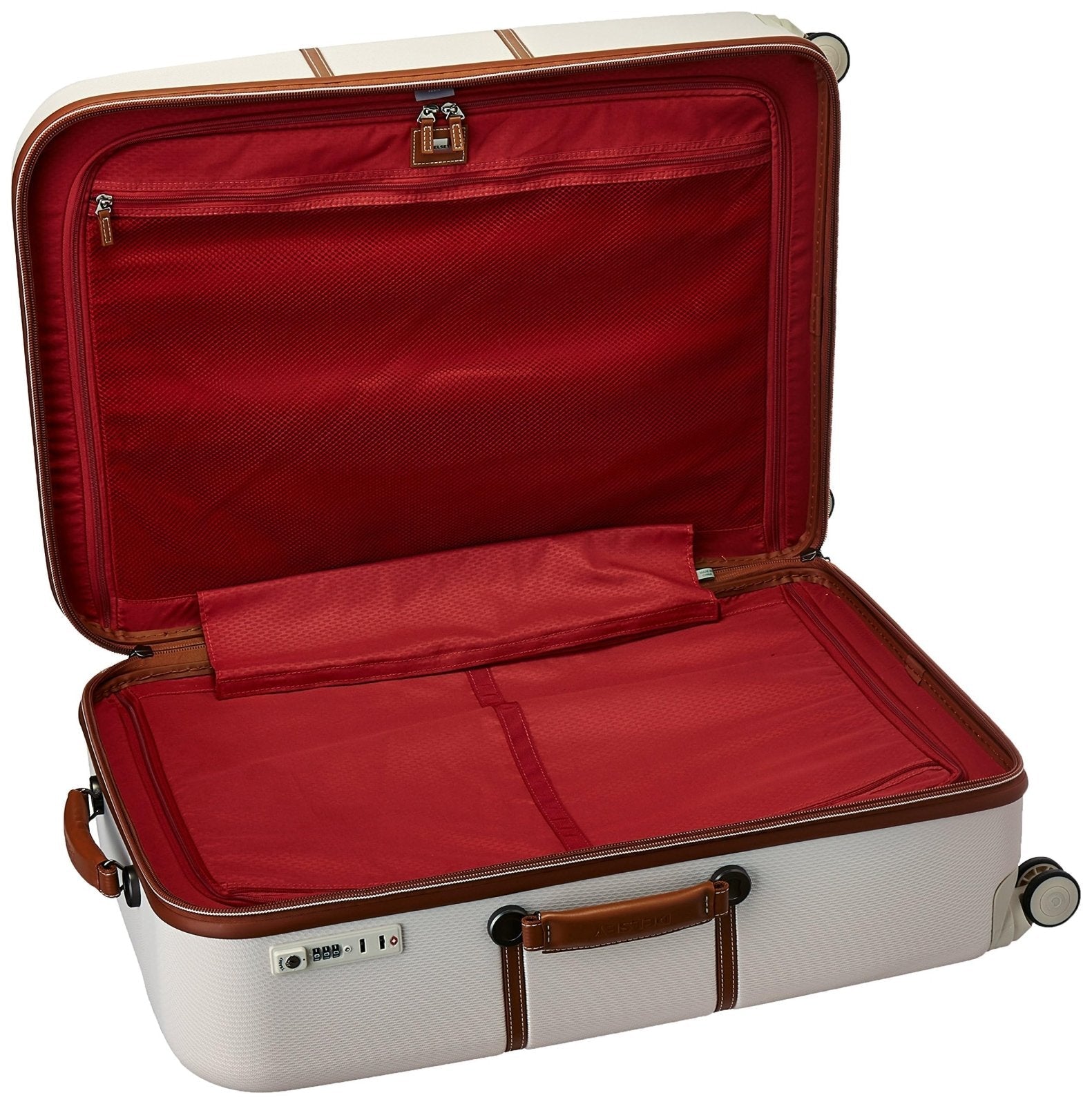 DELSEY PARIS Chatelet Hard+ Hardside Luggage with Spinner Wheels, Champagne White, Checked - Large 28 Inch