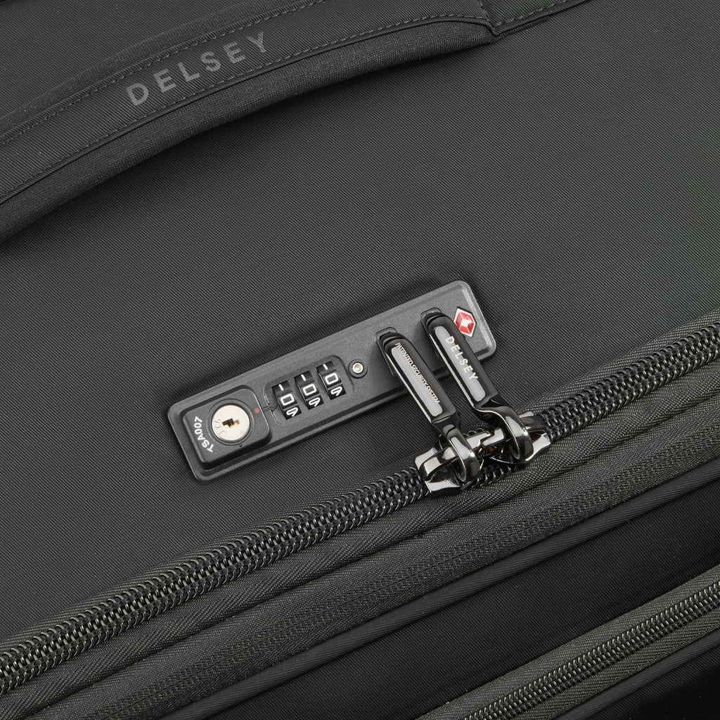 DELSEY PARIS Cruise 3.0 Softside Expandable Luggage with Spinner Wheels, Black, Checked - Large 28 Inch