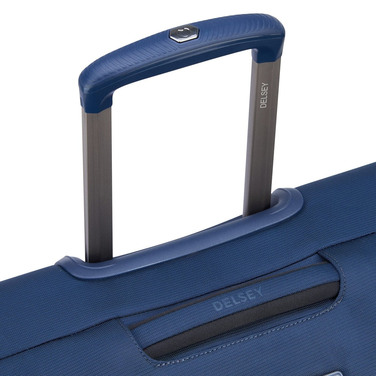 DELSEY PARIS Helium DLX Softside Expandable Luggage with Spinner Wheels, Navy Blue, Checked - Medium 25 Inch