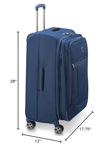 DELSEY PARIS Helium DLX Softside Expandable Luggage with Spinner Wheels, Navy Blue, Checked - Medium 25 Inch