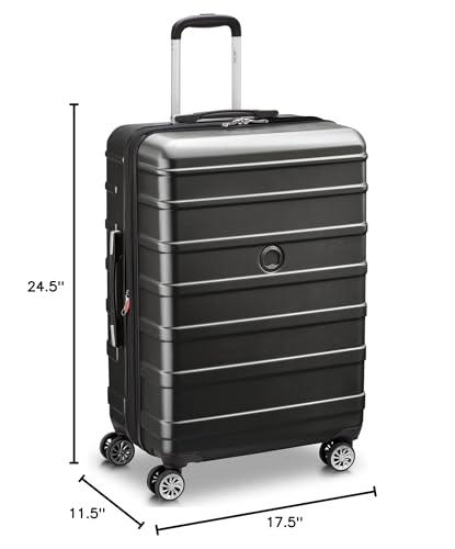 DELSEY PARIS Margot Hardside Luggage, Dual Wheel Spinners for Smooth Travel, Expandable with Spacious & Organizable compartments, Men and Women, Black, Medium Check - in 24 - Inch