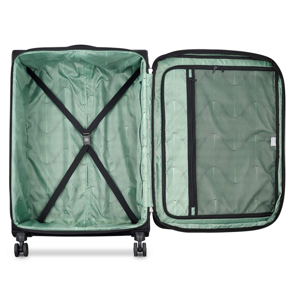 DELSEY PARIS Sky Max 2.0 Softside Expandable Luggage with Spinner Wheels, Black, Checked - Large, 28 Inch