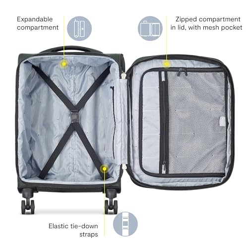 DELSEY PARIS Sky Max 2.0 Softside Expandable Luggage with Spinner Wheels, Blue, Carry-on 21 Inch