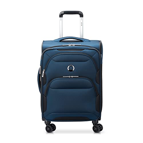 DELSEY PARIS Sky Max 2.0 Softside Expandable Luggage with Spinner Wheels, Blue, Carry-on 21 Inch