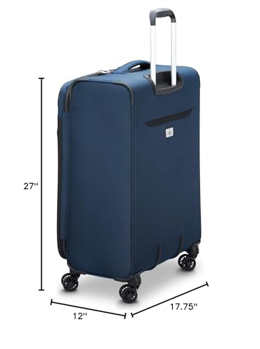 DELSEY PARIS Sky Max 2.0 Softside Expandable Luggage with Spinner Wheels, Blue, Checked - Medium, 24 Inch