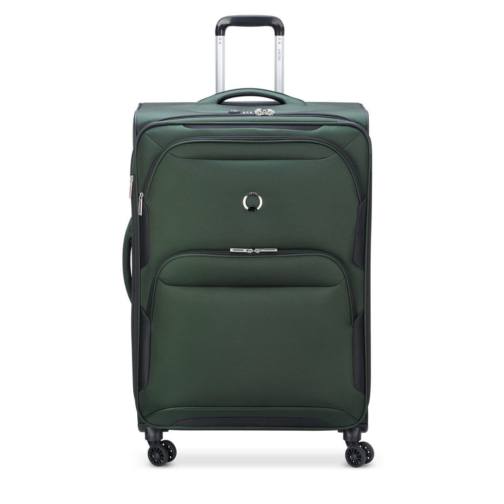 DELSEY PARIS Sky Max 2.0 Softside Expandable Luggage with Spinner Wheels, Green, Checked-Large, 28 Inch