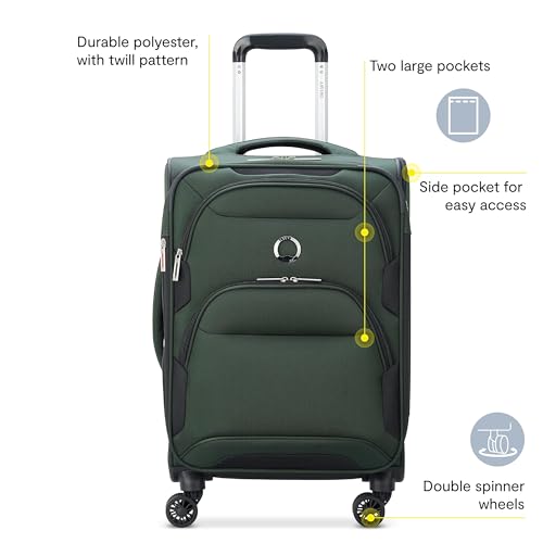 DELSEY PARIS Sky Max 2.0 Softside Expandable Luggage with Spinner Wheels, Green, Checked-Medium, 24 Inch