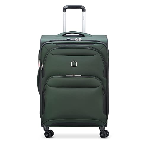 DELSEY PARIS Sky Max 2.0 Softside Expandable Luggage with Spinner Wheels, Green, Checked-Medium, 24 Inch