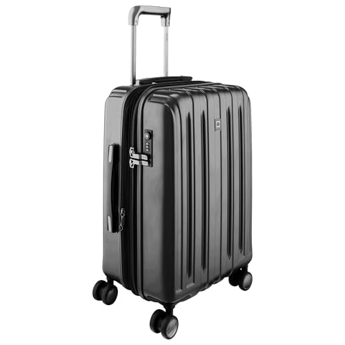 DELSEY PARIS Titanium Hardside Expandable Luggage with Spinner Wheels, Black, Carry-On 21 Inch