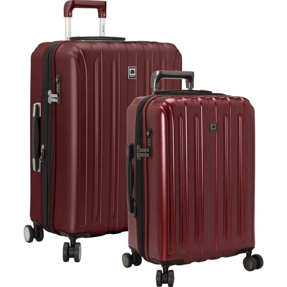 DELSEY PARIS Titanium Hardside Expandable Luggage with Spinner Wheels, Black Cherry Red, 2-Piece Set (21/25)