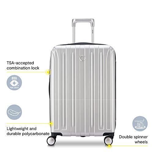 DELSEY PARIS Titanium Hardside Expandable Luggage with Spinner Wheels Carry-On Luggage, Silver, Carry-On 21 Inch
