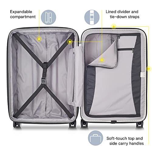 DELSEY PARIS Titanium Hardside Expandable Luggage with Spinner Wheels Carry-On Luggage, Silver, Carry-On 21 Inch