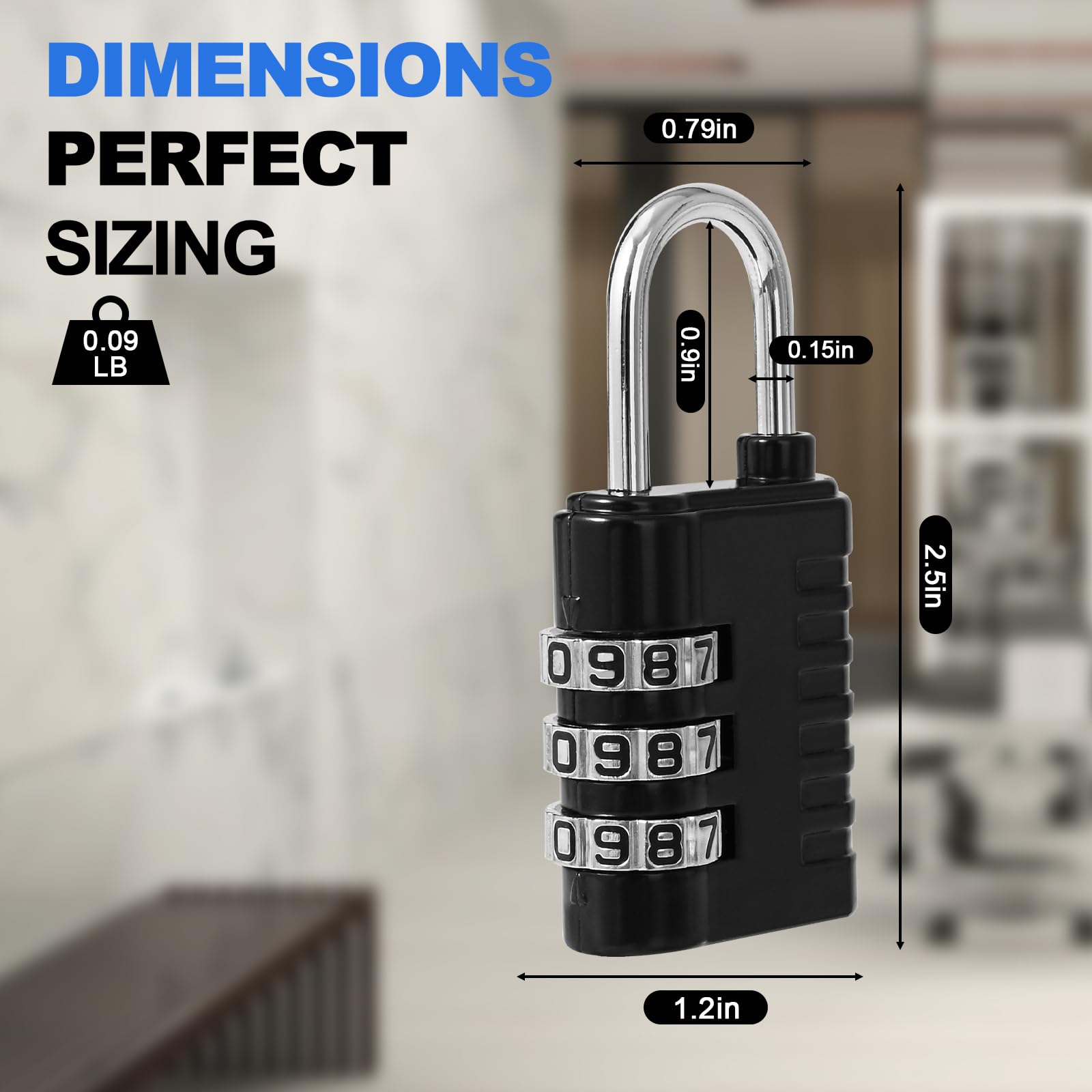 DELSWIN Combination Lock 3 - Digit Small Padlock - 4Pcs Resettable Combo Lock for School Gym Locker, Outdoor, Fence, Gate, Waterproof Luggage Locks for Travel Backpack