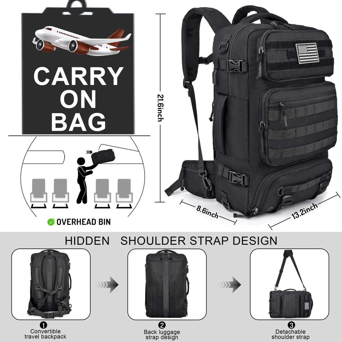 DEYACE 40L Travel Backpack Mens TSA Approved Carry - on Durable Large Weekender Backpack Fits 17.3 Inch Laptop YKK - Zipper AER Travel Pack with USB Charging Port Shoes Compartment