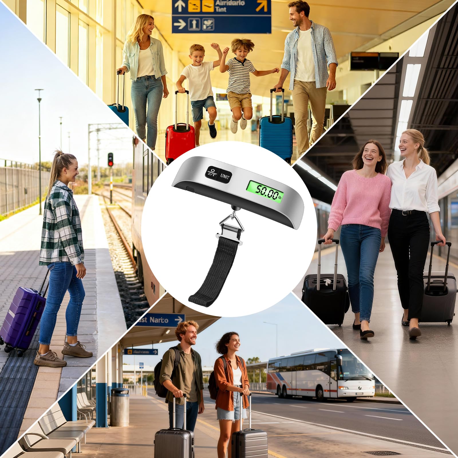Digital Luggage Scale for Travel, Hanging Suitcase Weight Scale with High Accuracy ±0.35oz/10g, 110lb/50kg Capacity, Backlit Display, Auto - Lock, Portable Bag Scale to Prevent Overweight Fees