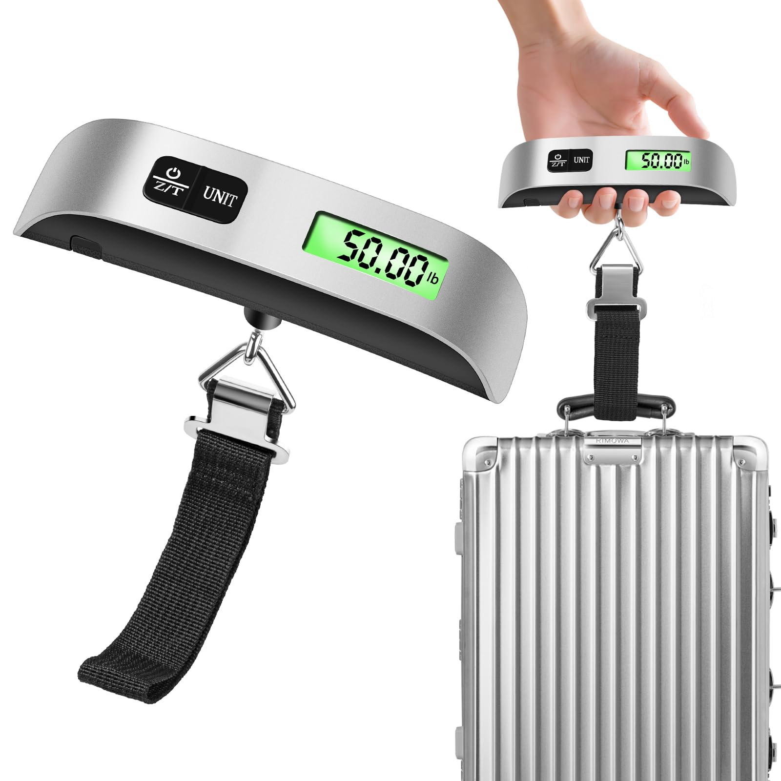 Digital Luggage Scale for Travel, Hanging Suitcase Weight Scale with High Accuracy ±0.35oz/10g, 110lb/50kg Capacity, Backlit Display, Auto-Lock, Portable Bag Scale to Prevent Overweight Fees