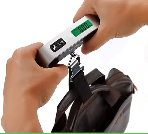 Digital Luggage Scale, Portable Hanging Baggage Scale with LCD Display, 110 lb Capacity, Travel Suitcase Weight Scale with Strap, Accurate & Lightweight for Travel