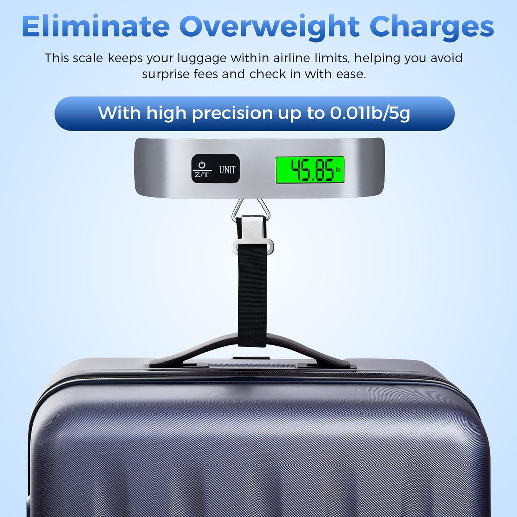 Digital Luggage Scale, WGGE Travel Luggage Weight Scale, Max 110lbs/50kg Baggage Scale with Backlit LCD Display