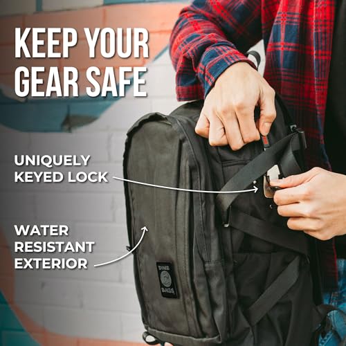 Dime Bags Odor Blocking Backpack with Lock, Water-Resistant, Anti Theft Bag, Lockable Travel Backpack with Padded Shoulder Straps, Spill Proof Zippers, Transporter (Black)