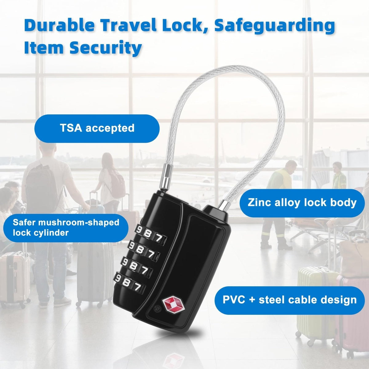 Diyife TSA Locks for Luggage, [2 Pack] [Security Upgrade] TSA Approved Luggage Locks with TSA008, Open Alert Indicator, 4 Digit Combination Small Round TSA Travel Lock for Suitcase, Bag, Backpack