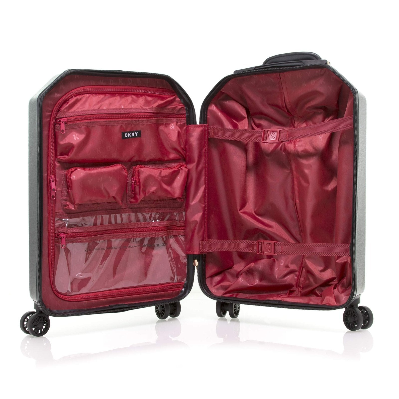 DKNY Chaos Hardside Spinner Luggage with TSA Lock, Black, 22 Inch
