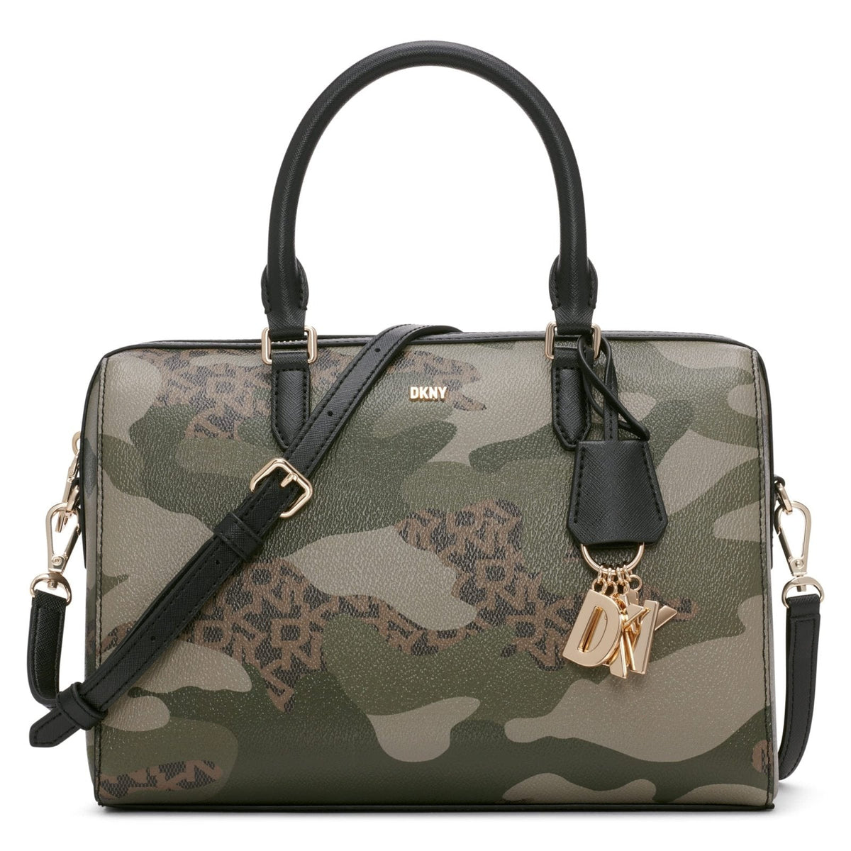 DKNY Womens Classic Paige Md Duffle Satchel, Camo/Black, Medium US