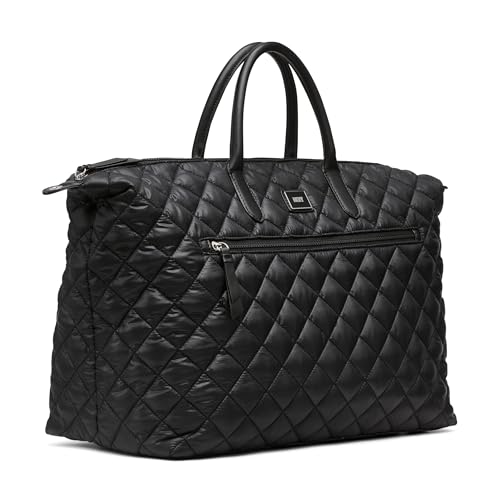 DKNY Women's Lyla Quilted Weekender Bag, Medium, Black/Black