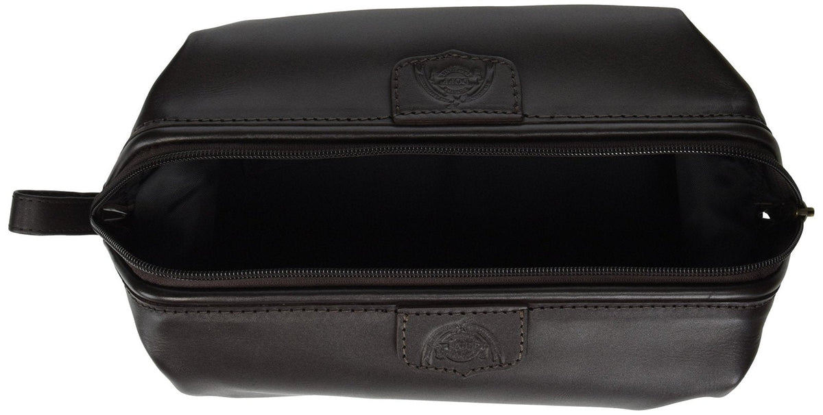 Dopp Men's First Class Leather Seasoned Traveler Admiral Kit, Brown, One Size