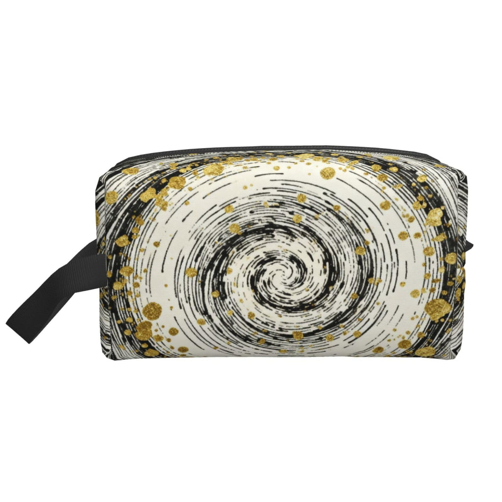 Drdhnet Gay Swirls With Golden Specks Makeup Bag Organizer Toiletry Bag Portable Storage Travel Cosmetic Bag With Zipper For Women