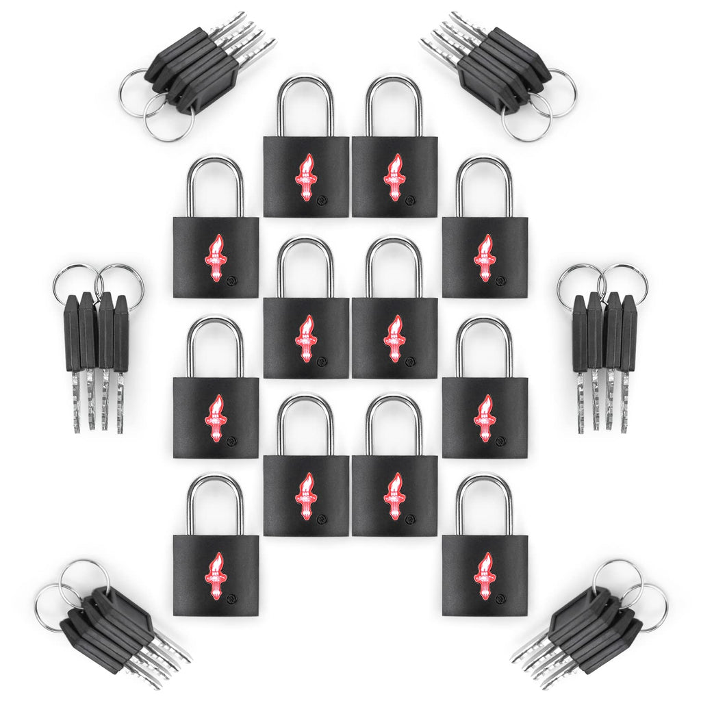 DUALCROWN 12-Pack Black Neon Square TSA Approved Luggage Lock for Suitcases, Carry-On Bags, Backpacks & Laptop Cases