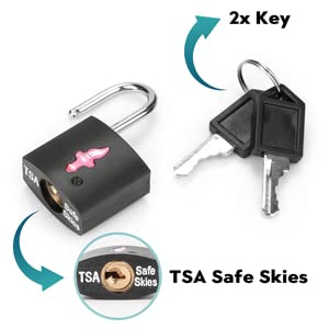 DUALCROWN 12 - Pack Black Neon Square TSA Approved Luggage Lock for Suitcases, Carry - On Bags, Backpacks & Laptop Cases
