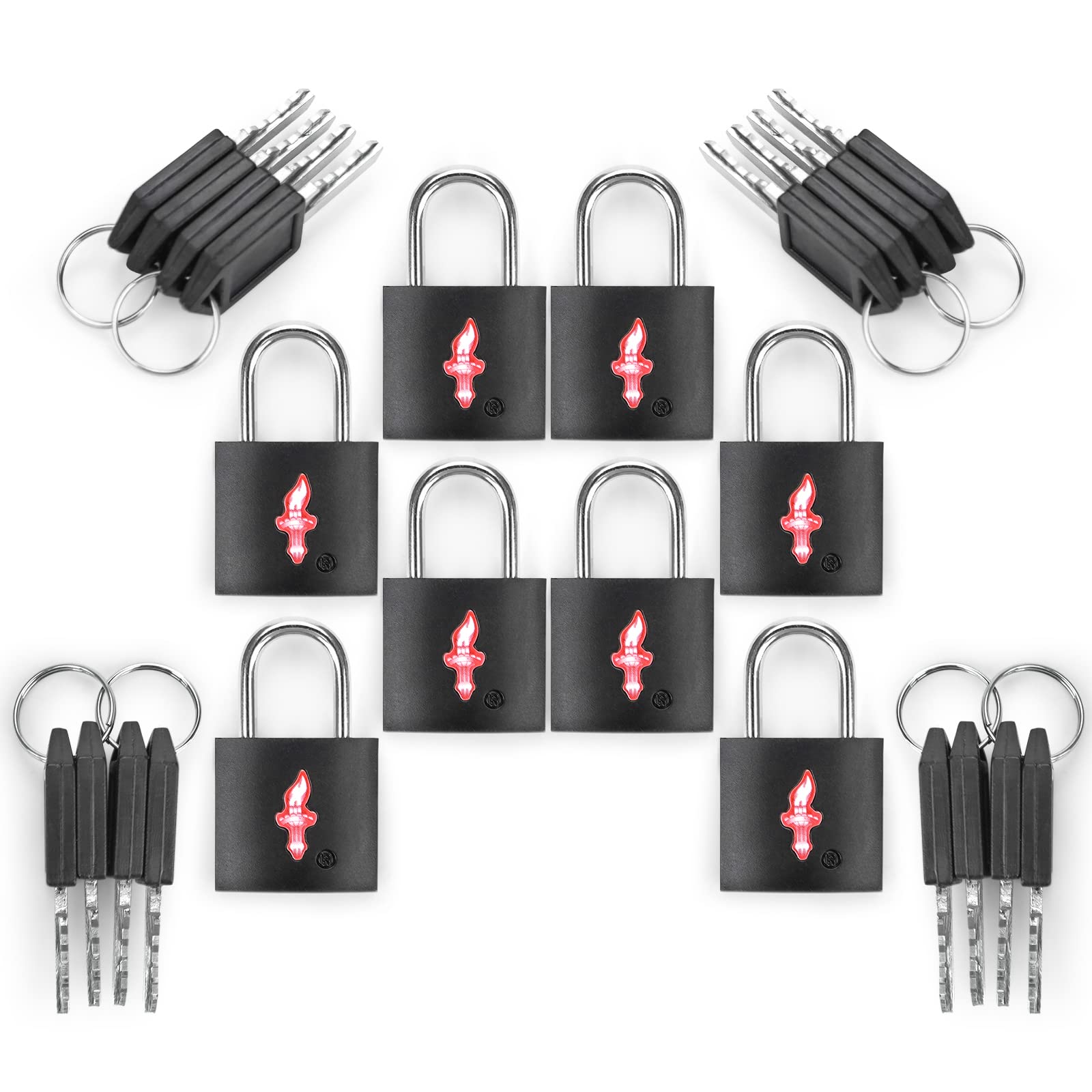 DUALCROWN TSA Approved Locks for Luggage Set of 8 TSA Accepted Key Travel Suitcase Locks Padlock Apply to Locker Lock, Suitcase, Carry On, Backpack, Laptop Bag (Black 8 Pack)