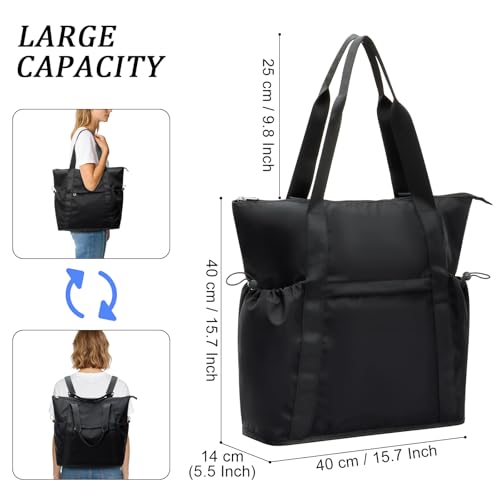Duryarhall Tote Bag for Women, Lightweight Travel Tote Backpack Bags, Nylon Carry On Bag, Shoulder Bag for Work, Travel, Daily Use,Beach