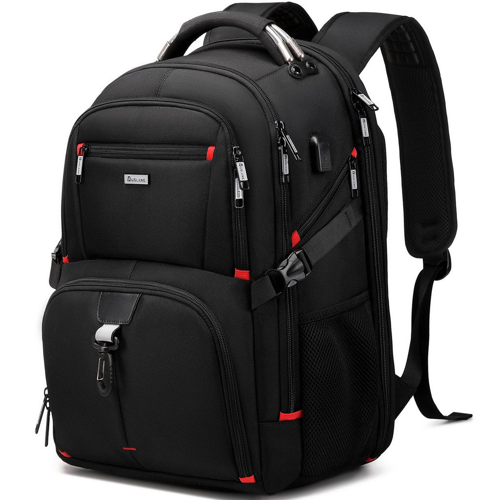 DUSLANG 50L Travel Laptop Backpack for Men Women, Extra Large Heavy Duty Big Carry on Backpack for Weekend Airline Approved Fits 17 Inch Computer, Black