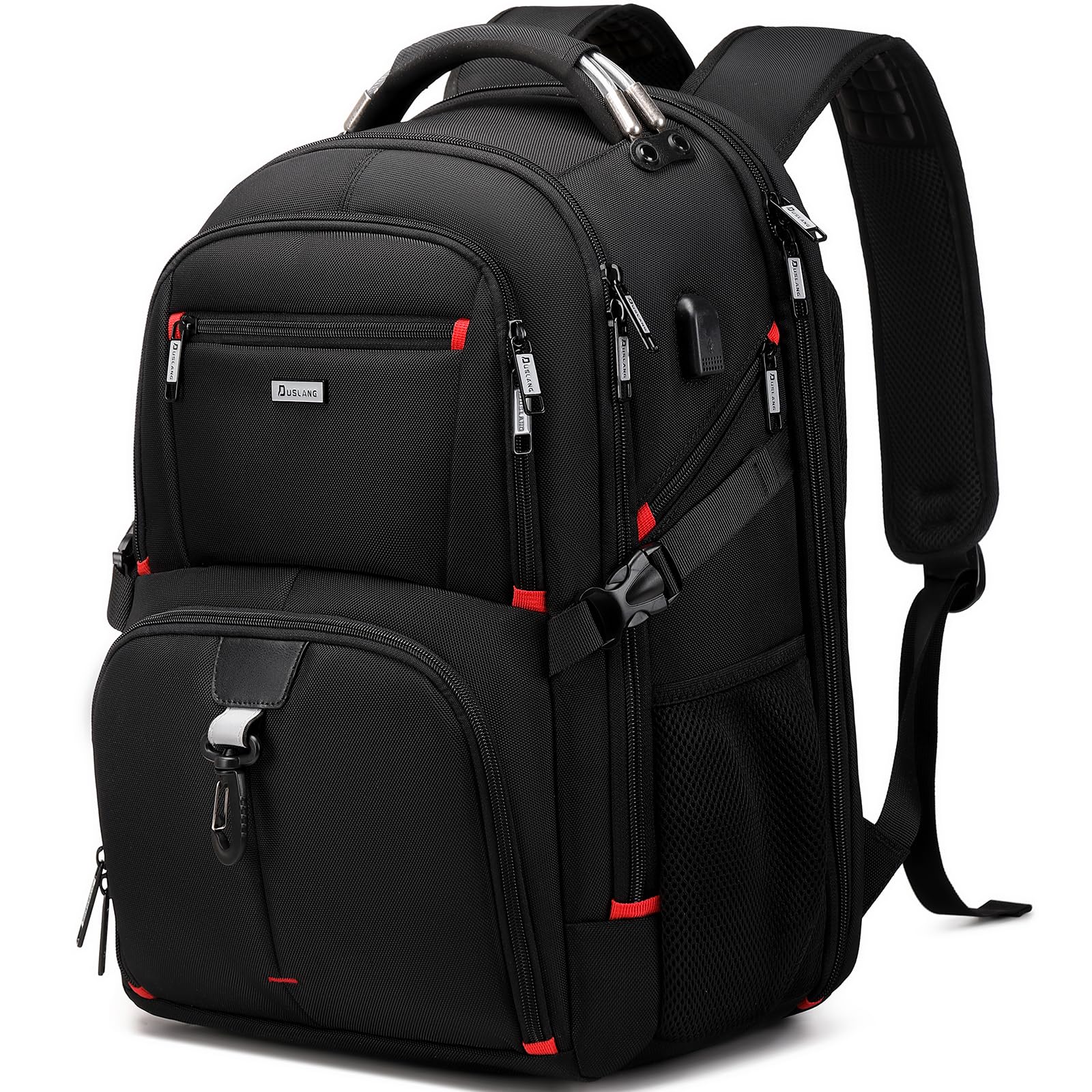 DUSLANG 50L Travel Laptop Backpack for Men Women, Extra Large Heavy Duty Big Carry on Backpack for Weekend Airline Approved Fits 17 Inch Computer, Black