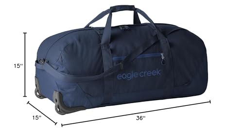 Eagle Creek No Matter What Rolling Duffel - Durable Rolling Bag for Travel - Adjustable Shoulder Strap - Heavy Duty Wheels - Lockable Zippers - Multiple Carry Options - 130L - Atlantic Blue
