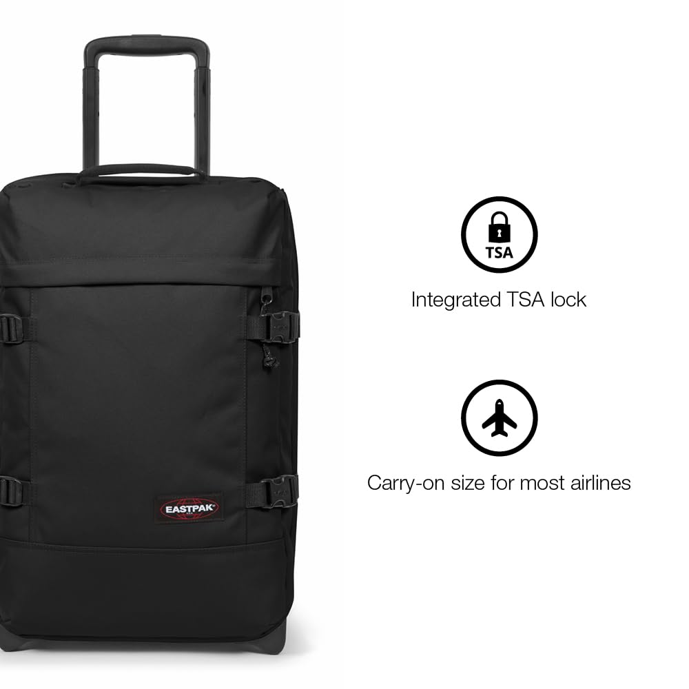 Eastpak Tranverz S – 42L Large Wheeled Luggage with Dual Compartments, TSA Lock, Compression Straps & Smooth - Wheeling System, Black Denim
