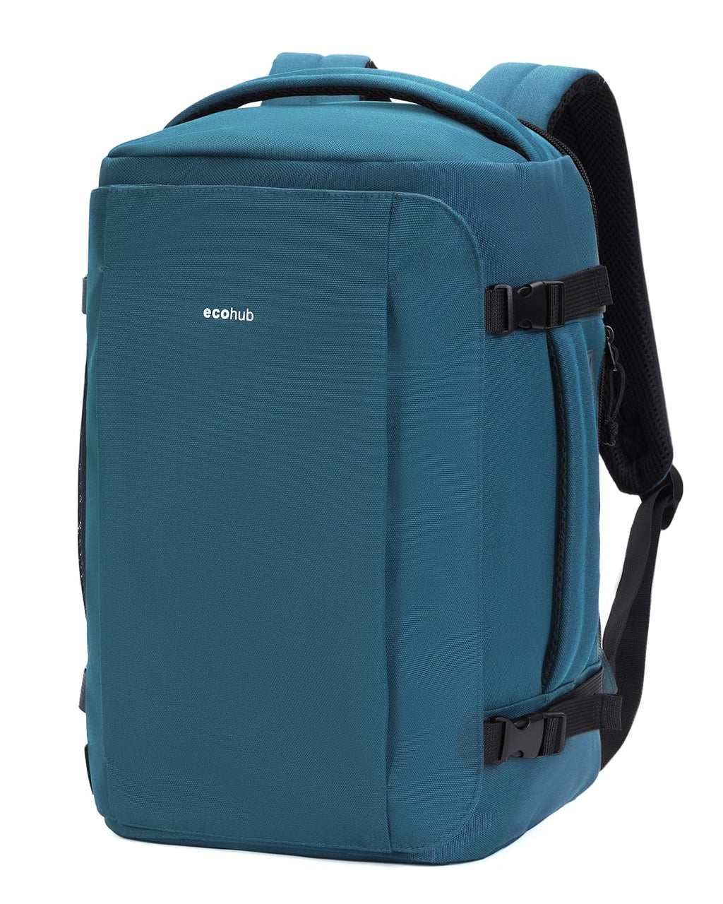 ECOHUB 40L Carry-On Travel Backpack, TSA-Friendly, Anti-Theft Water-Resistant Lightweight with 17.3″ Laptop Compartment, Durable PFAS-Free Rucksack, Green