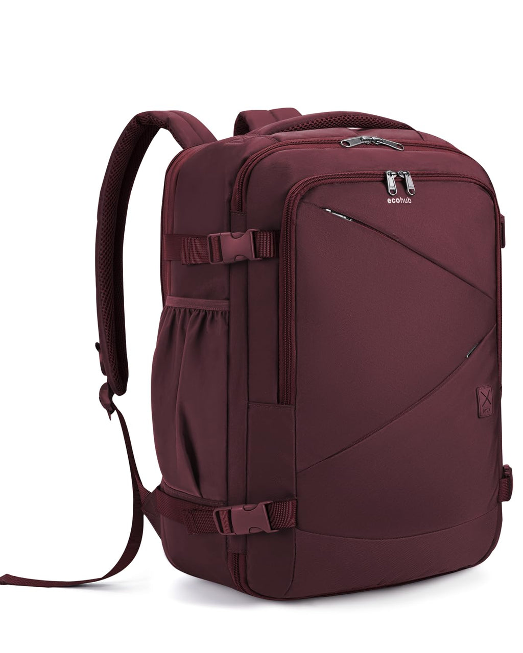 ECOHUB Carry On Travel Backpack, Expandable Airlines Personal Item Bag 18x14x8, Water Resistant 17 inch Laptop Backpack Flight Approved, 12 Pockets 30L Work Backpacks with Wet Pocket & Cable Slot, Red