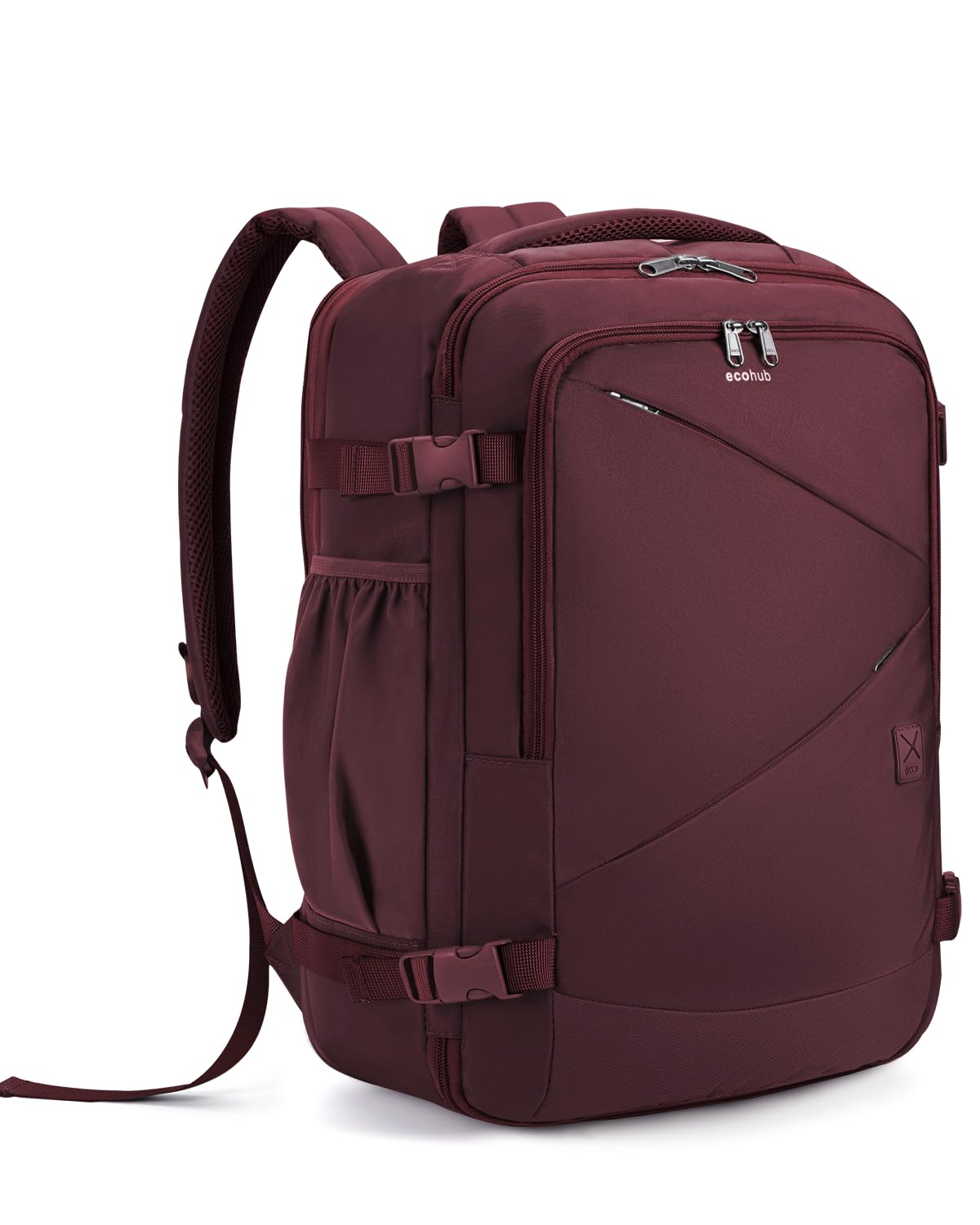 ECOHUB Carry On Travel Backpack, Expandable Airlines Personal Item Bag 18x14x8, Water Resistant 17 inch Laptop Backpack Flight Approved, 12 Pockets 30L Work Backpacks with Wet Pocket & Cable Slot, Red
