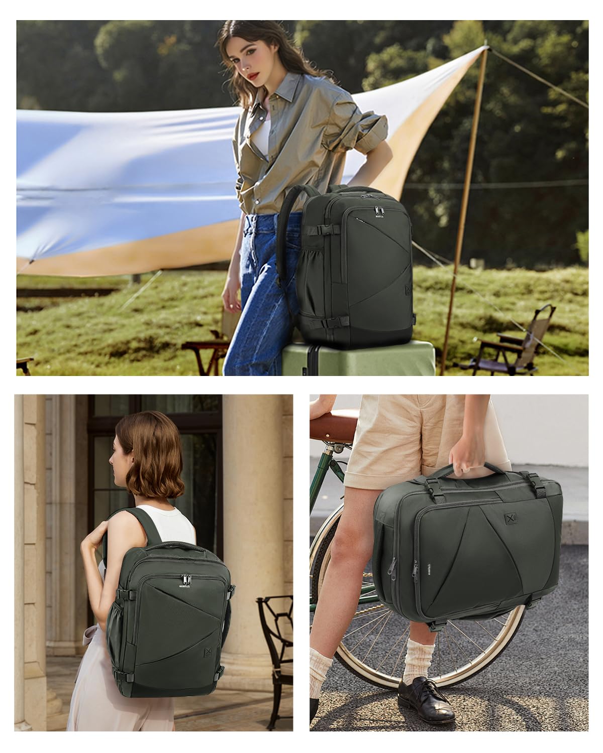 ECOHUB Carry On Travel Backpack, Expandable Airlines Personal Item Bag 18x14x8, Water Resistant 17 inch Laptop Backpack Flight Approved, 12 Pockets 30L Work Backpacks with Wet Pocket & Cable Slot