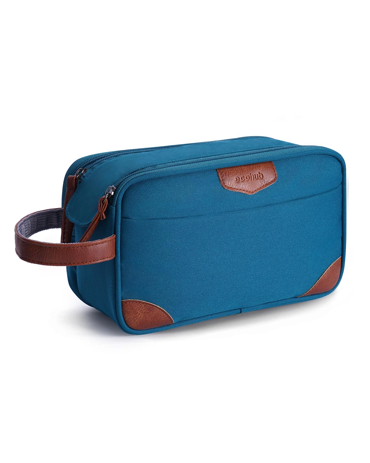 ECOHUB Toiletry Bag for Men, Travel Essentials Toiletries Bag, Water-Resistant Shaving Dopp Kit, Wide-Open Dual Zipper Cosmetic Makeup Organizer Bag Fit Full Size Toiletries, Blue Green