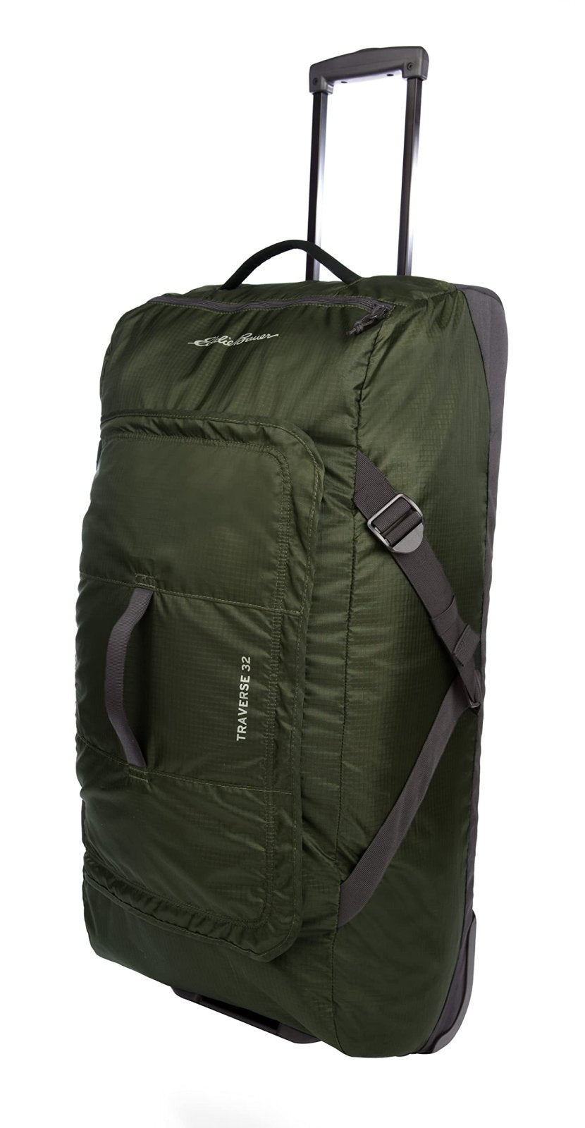 Eddie Bauer Traverse Luggage | Roller Wheels | Telescoping Handle | Travel | Vacation | Ripstop Nylon - Dark Loden, 31"