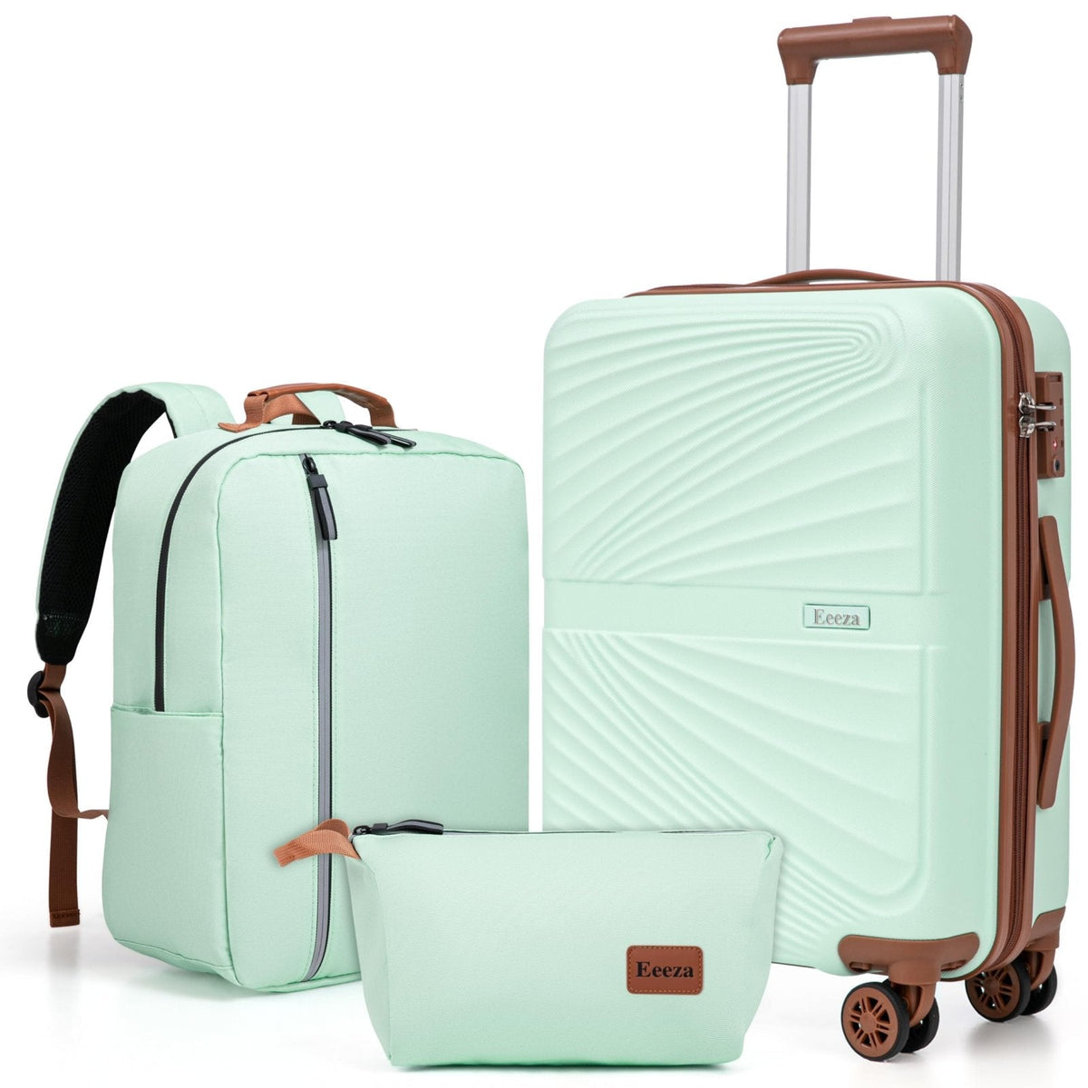 Eeeza Carry On Luggage Set 22x14x9 Airline Approved Luggage Sets 3 Piece,Suitcases with Wheels,ABS Hard Case Luggage with TSA Lock Spinner Wheels(20 Inch,BP/TB)