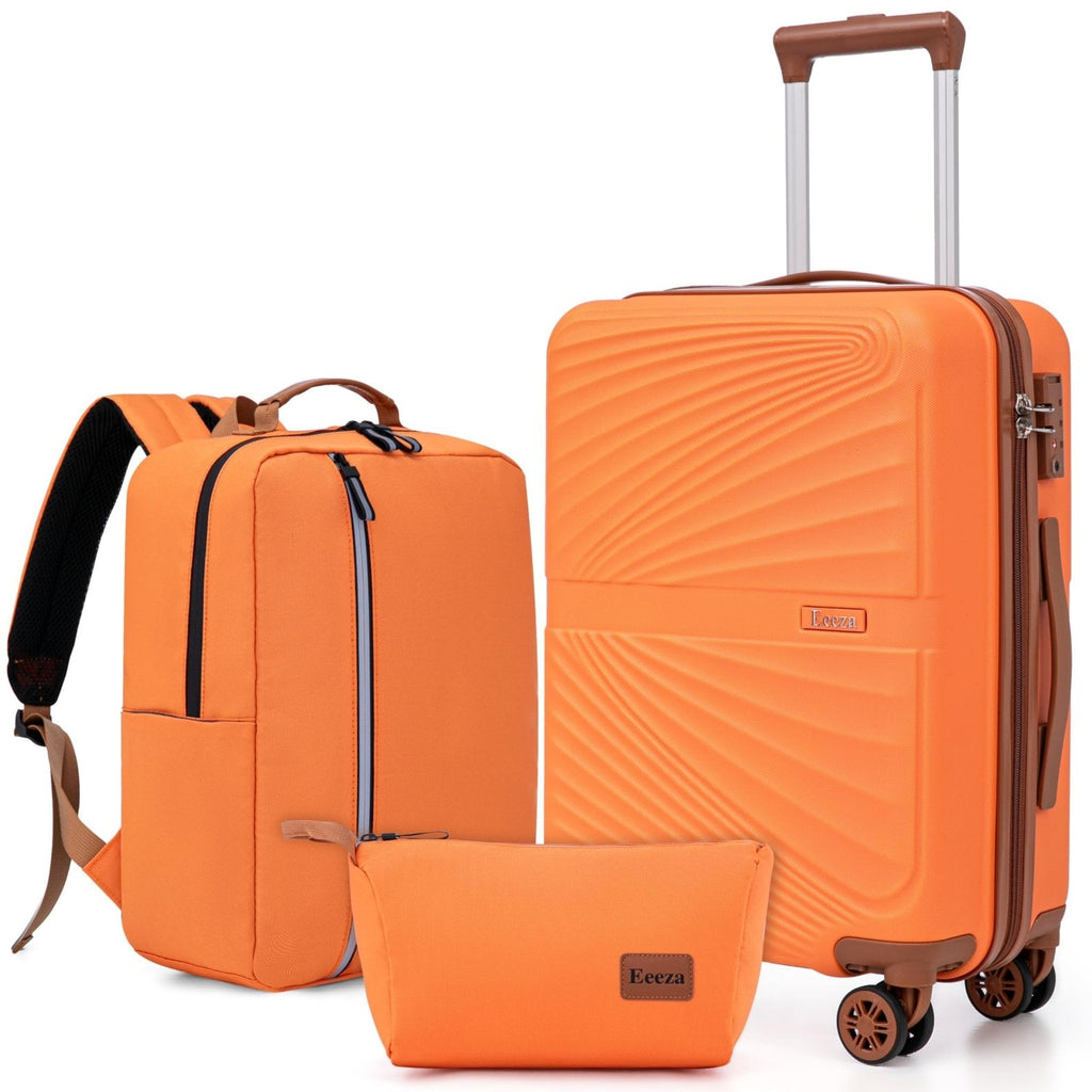 Eeeza Carry On Luggage Set 22x14x9 Airline Approved Luggage Sets 3 Piece,Suitcases with Wheels,ABS Hard Case Luggage with TSA Lock Spinner Wheels(20 Inch,BP/TB)