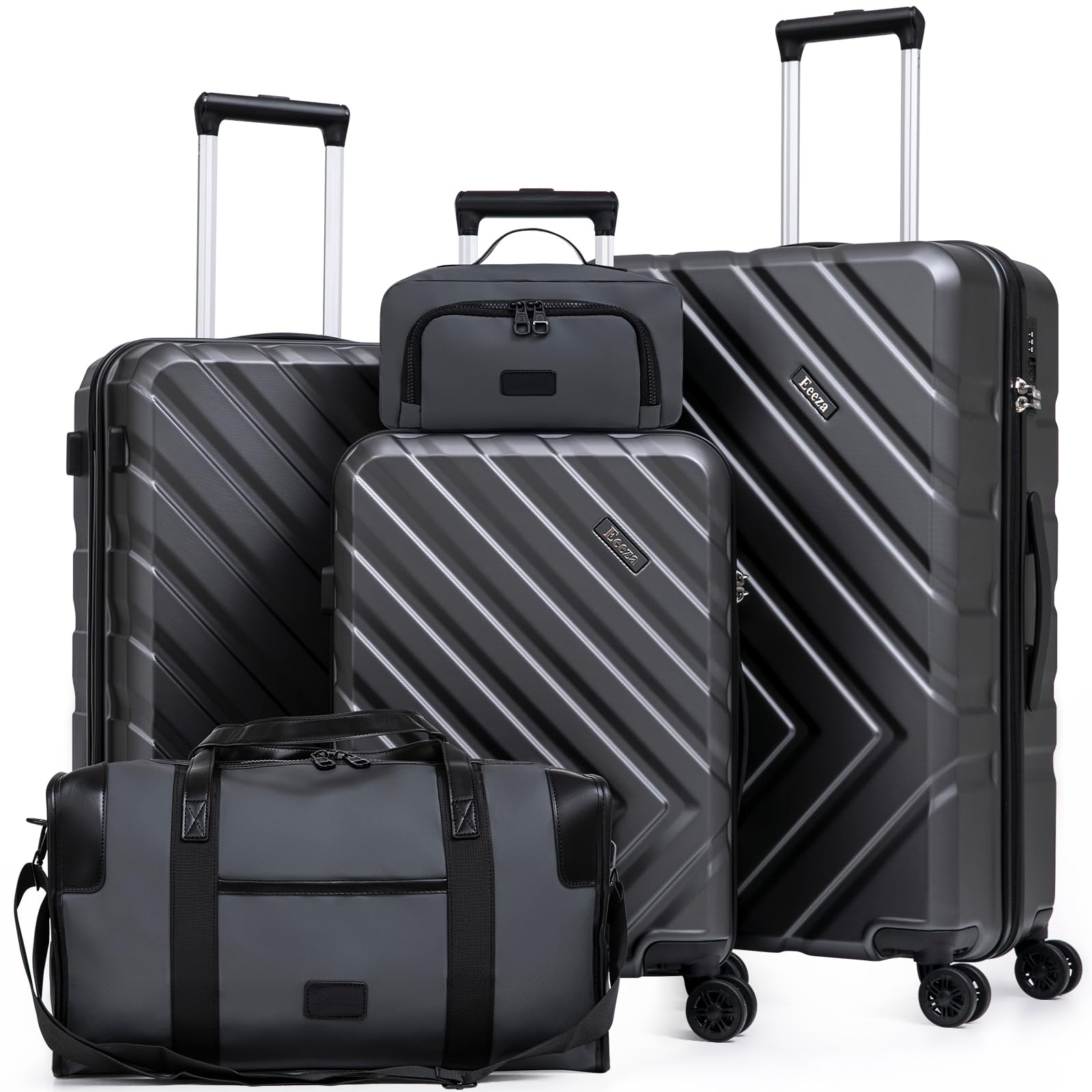 Eeeza Luggage Sets 5 Piece, Suitcases with Wheels, ABS Hard Case Luggage with TSA Lock Spinner Wheels, Carry On Luggage Set(5 Piece Sets (20"/24"/28"/DB/TB))
