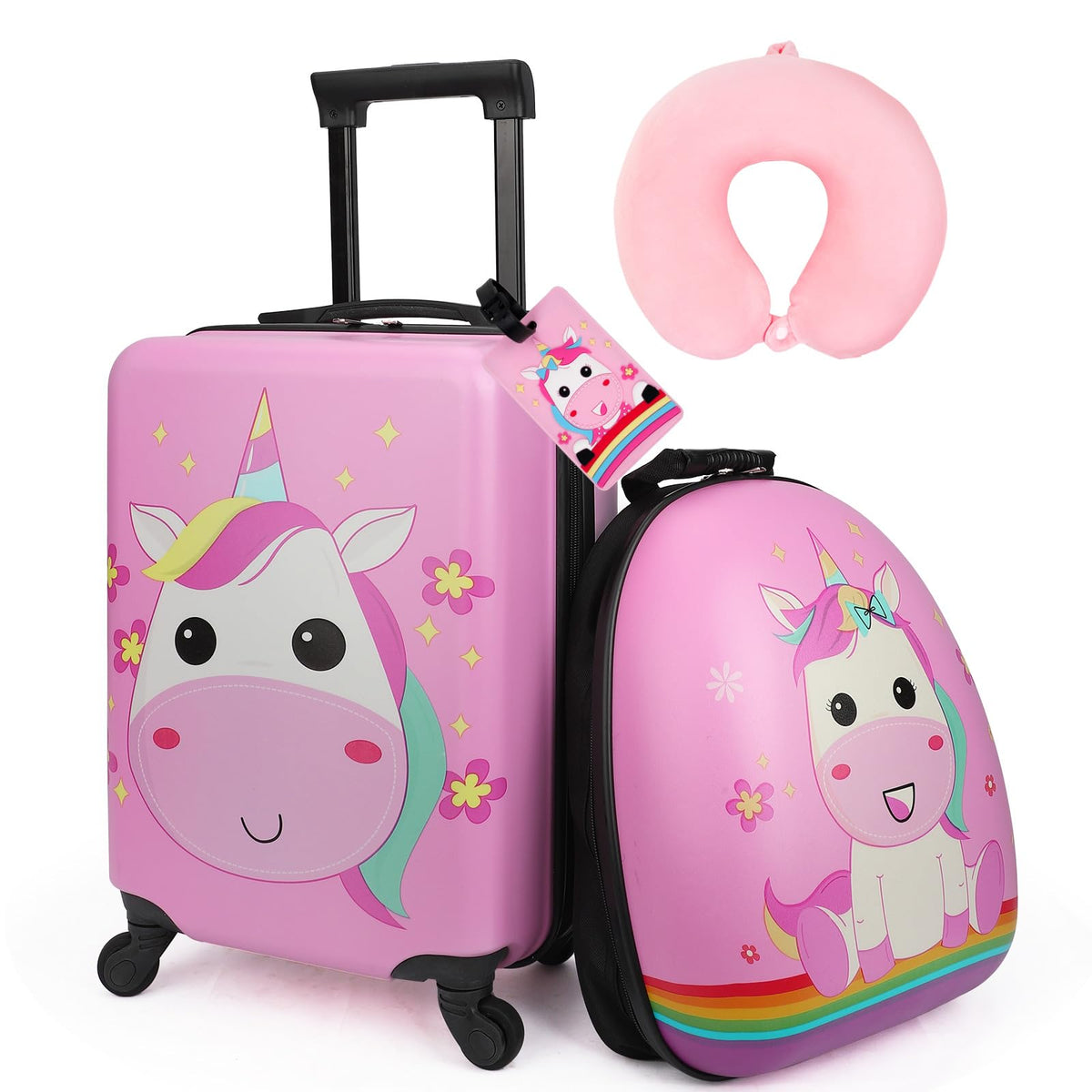 emissary Kids Luggage Sets For Girls, Unicorn Kid's Suitcase Set with Backpack, Childrens Luggage Set For Girls, Kids Carry on Suitcases Toddler Suitcase