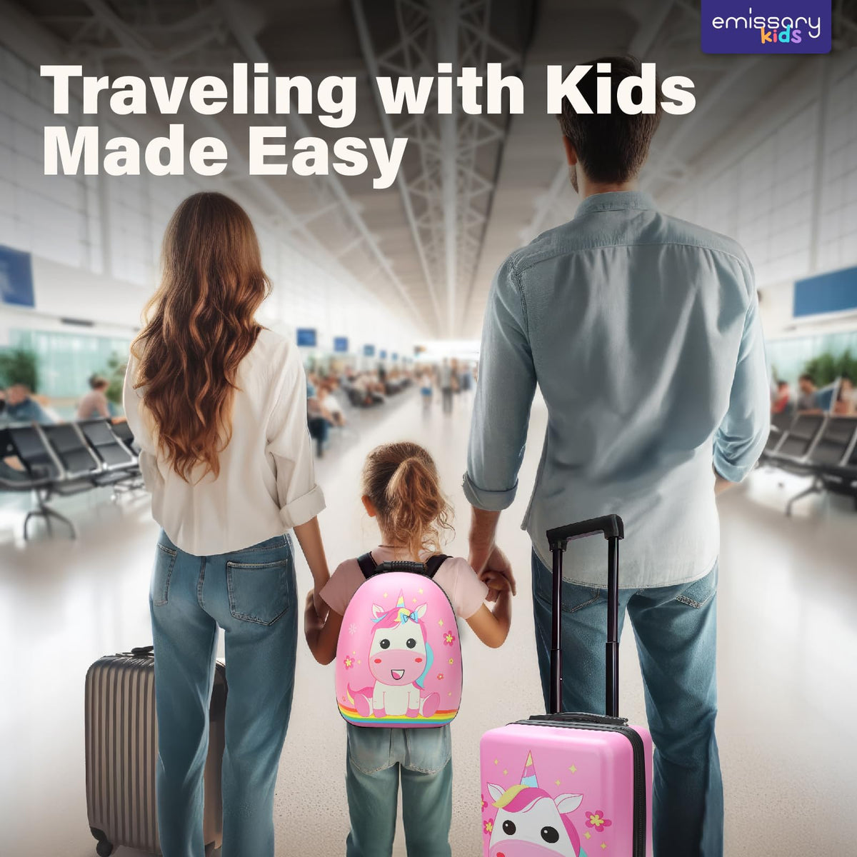 emissary Kids Luggage Sets For Girls, Unicorn Kid's Suitcase Set with Backpack, Childrens Luggage Set For Girls, Kids Carry on Suitcases Toddler Suitcase