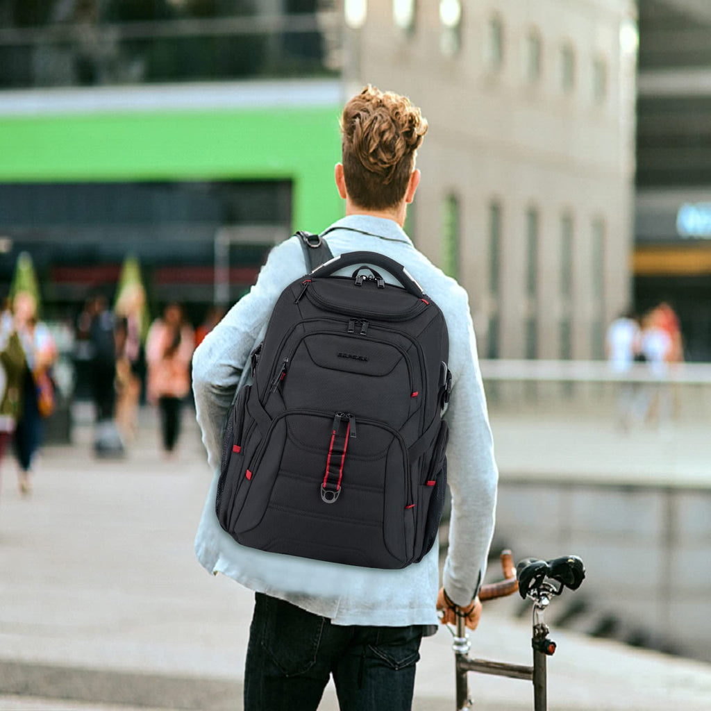 EMPSIGN Travel Laptop Backpack for men, 17.3 Inch Computer Backpack, 45L Anti - Theft Business Laptop Backpack with USB Charging Port, Water - Repellent Work College School Backpack for Men Women, Black